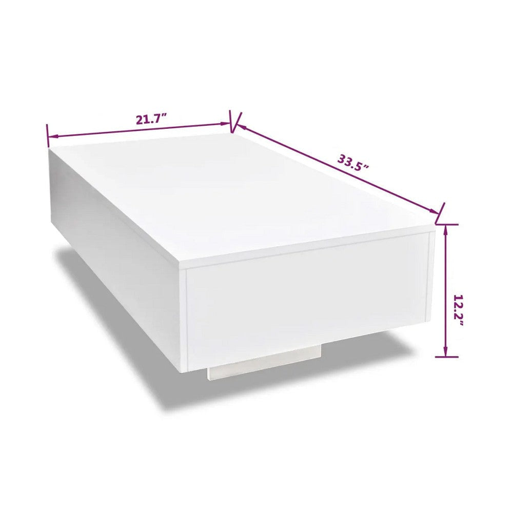 Coffee Table High Gloss White 33’’ Rectangular Modern Platform BM325569