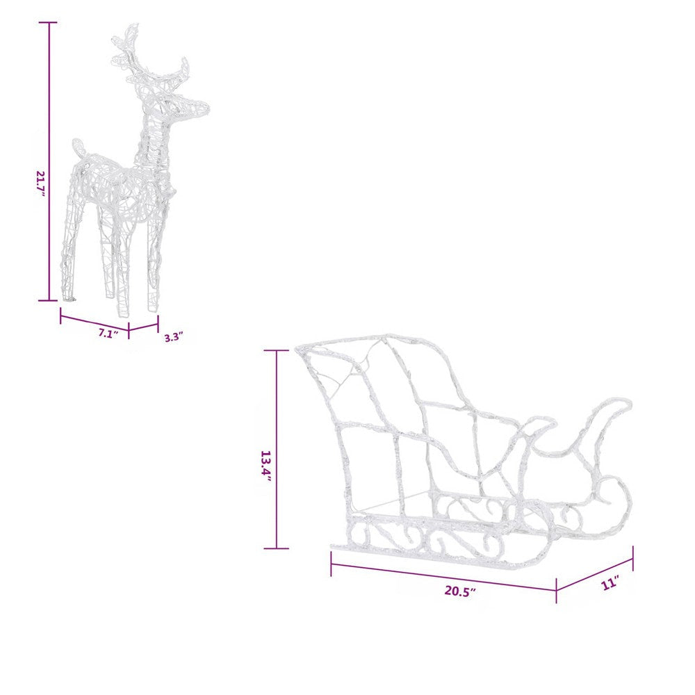 4pc Outdoor Reindeer n Sleigh Christmas Decoration 240 Warm White LED BM325625