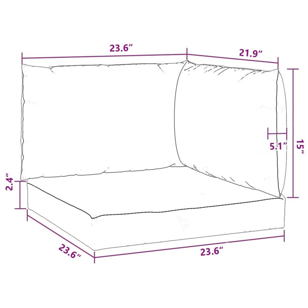 Paom Outdoor Cushion for Bench Set of 3 Plush Ivory Oxford Fabric