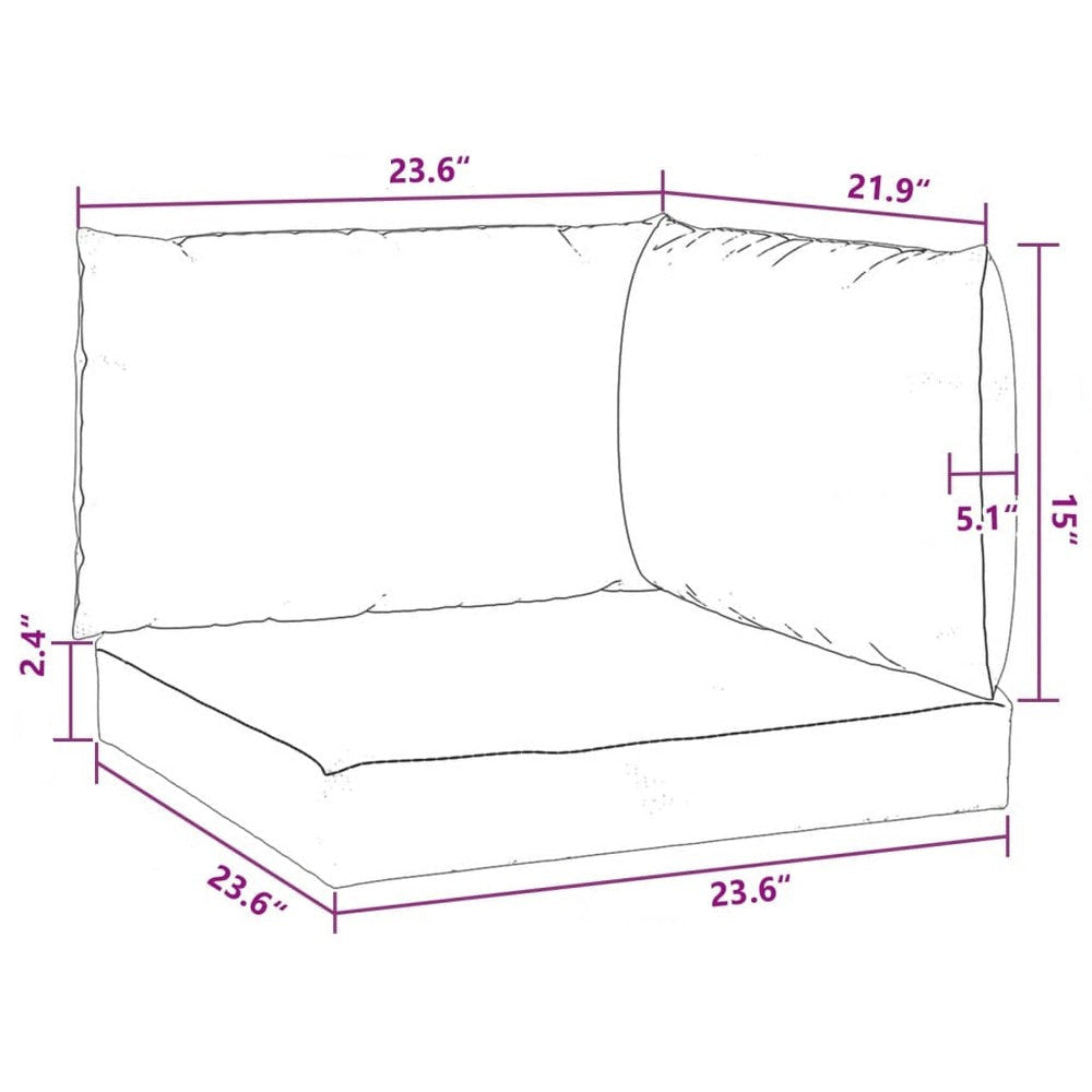 Paom Outdoor Cushion for Bench Set of 3 Dark Gray Oxford Fabric