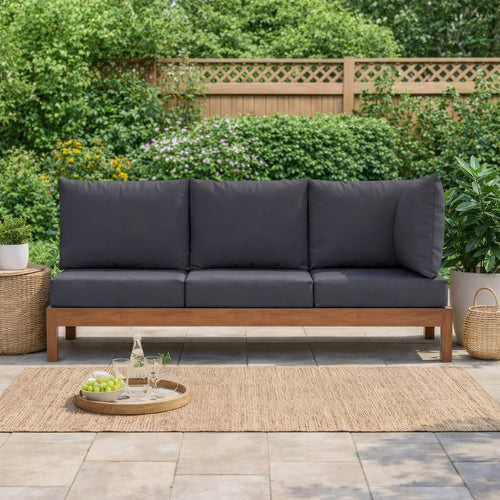 Paom Outdoor Cushion for Bench Set of 3, Dark Gray Oxford Fabric