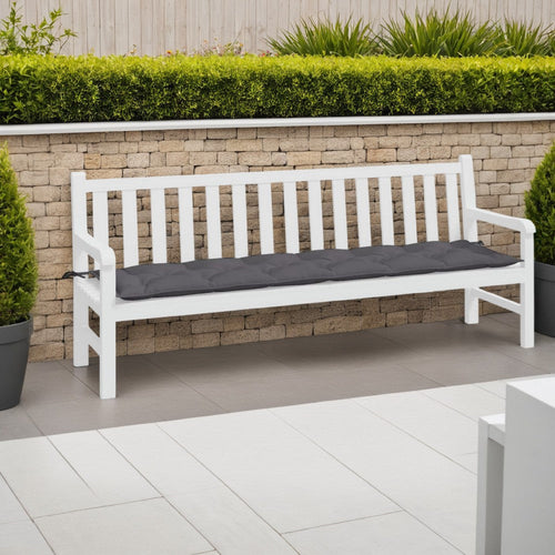Andy Outdoor Cushion for Bench, 79", Tufted Dark Gray Oxford Fabric