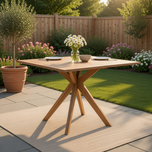 Patio Outdoor Dining Table, 43" Square Natural Brown Acacia Wood