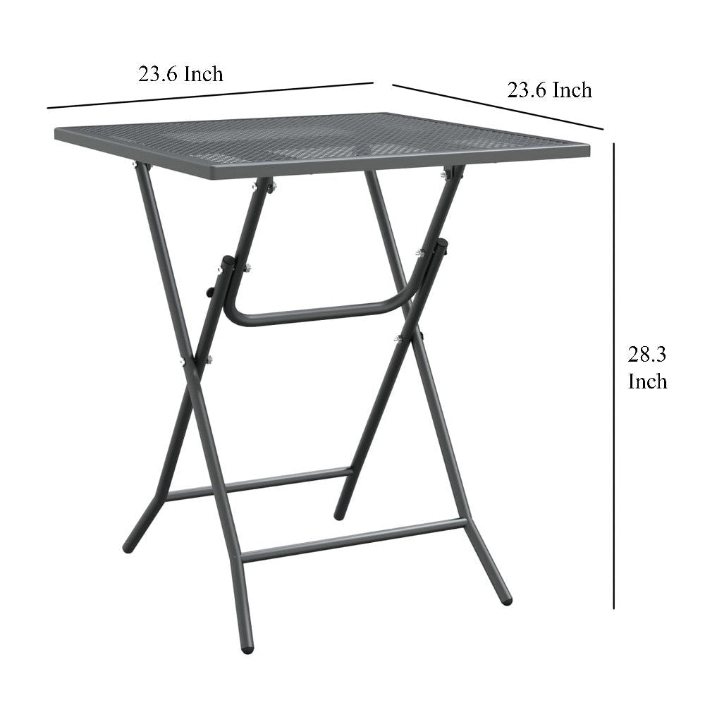 Ian 5 Piece Outdoor Dining Table Set 4 Folding Chairs Black Metal BM325763