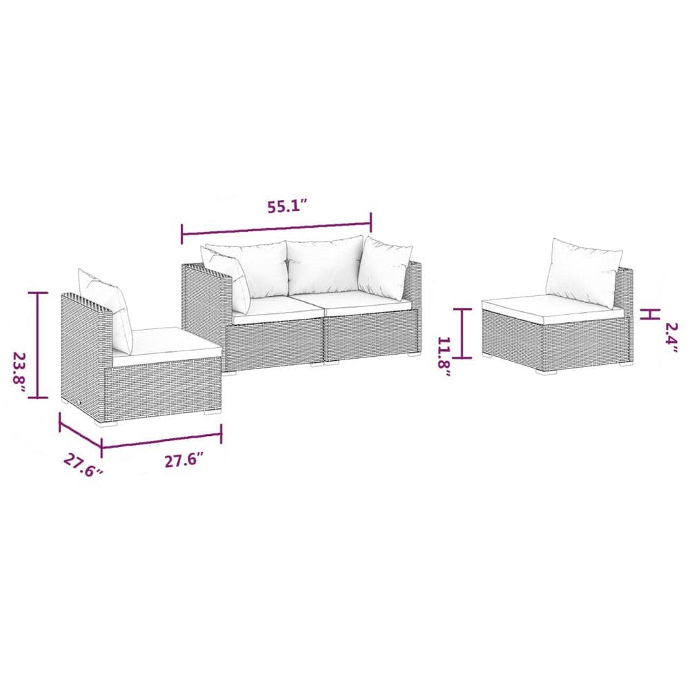 Joez 4pc Outdoor Modular Lounge Sofa Set Coffee Table Rattan Red BM325790