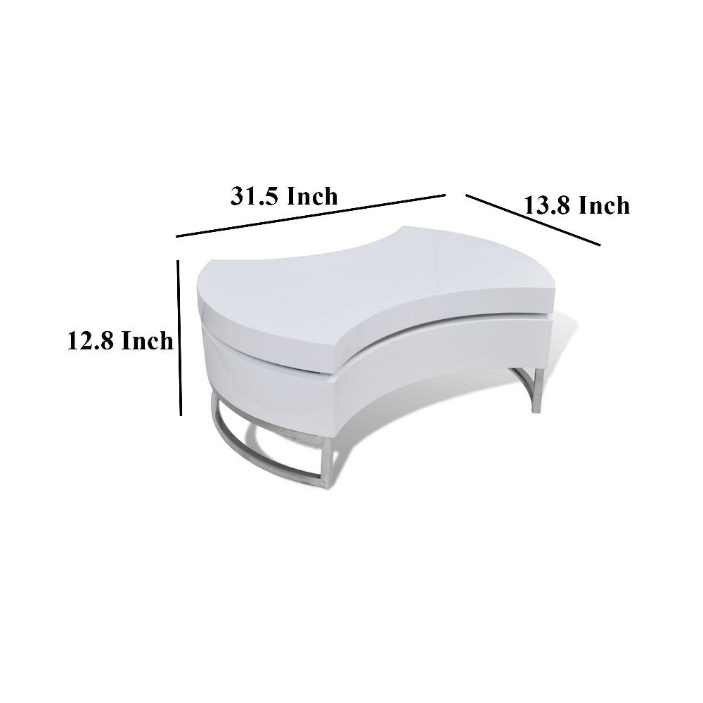 Coffee Table Contemporary Rotating Storage Design 32 Inch White BM325840