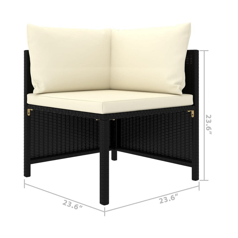 Nilo Outdoor Modular Sectional Corner Sofa Seat Cream Black Rattan BM325872