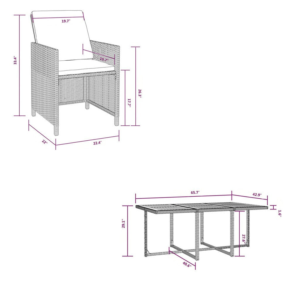 11pc Outdoor Dining Table Set 10 Seater Brown Acacia Wood n Rattan BM325881