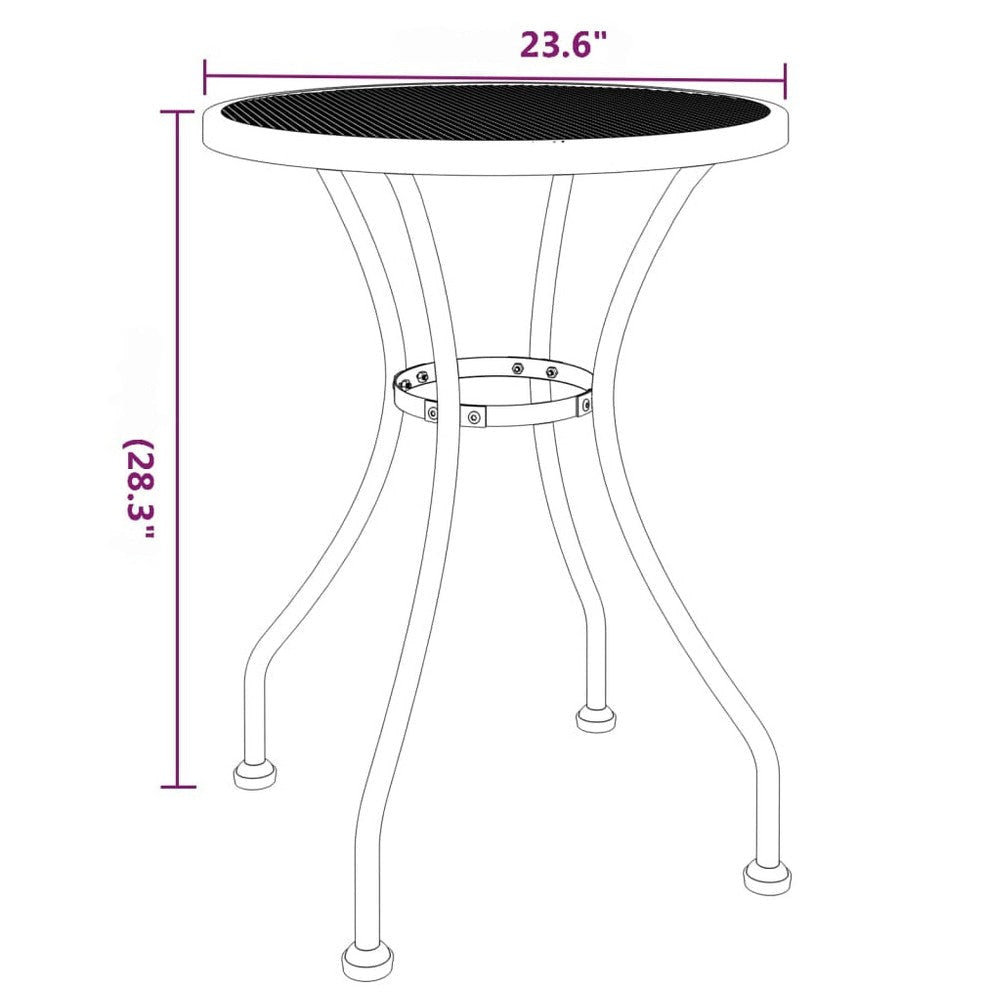 Outdoor Dining Breakfast Table 28 Inch Round Tabletop Gray Metal BM325882