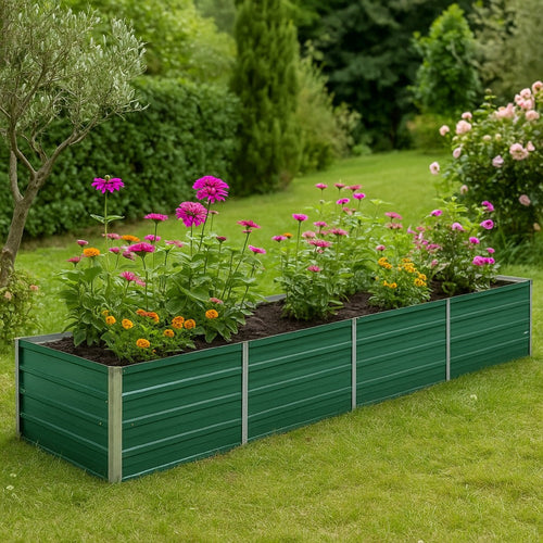 Outdoor Raised Garden Flower Bed, 126 Inch Green Galvanized Steel