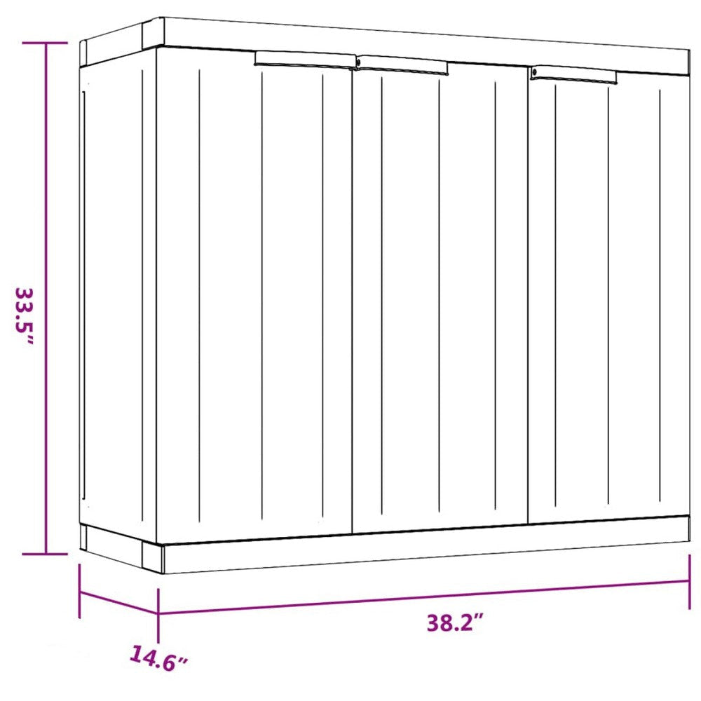 Outdoor Storage Cabinet with Shelves 38 Inch Gray Weather Resistant BM325909