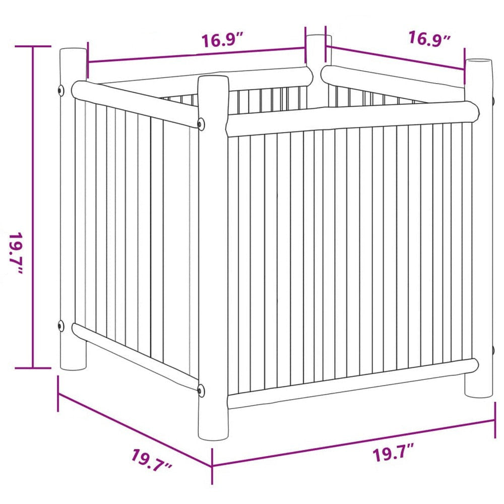 Outdoor Planter Raised Design 20 Inch Natural Brown Bamboo Finish BM325910