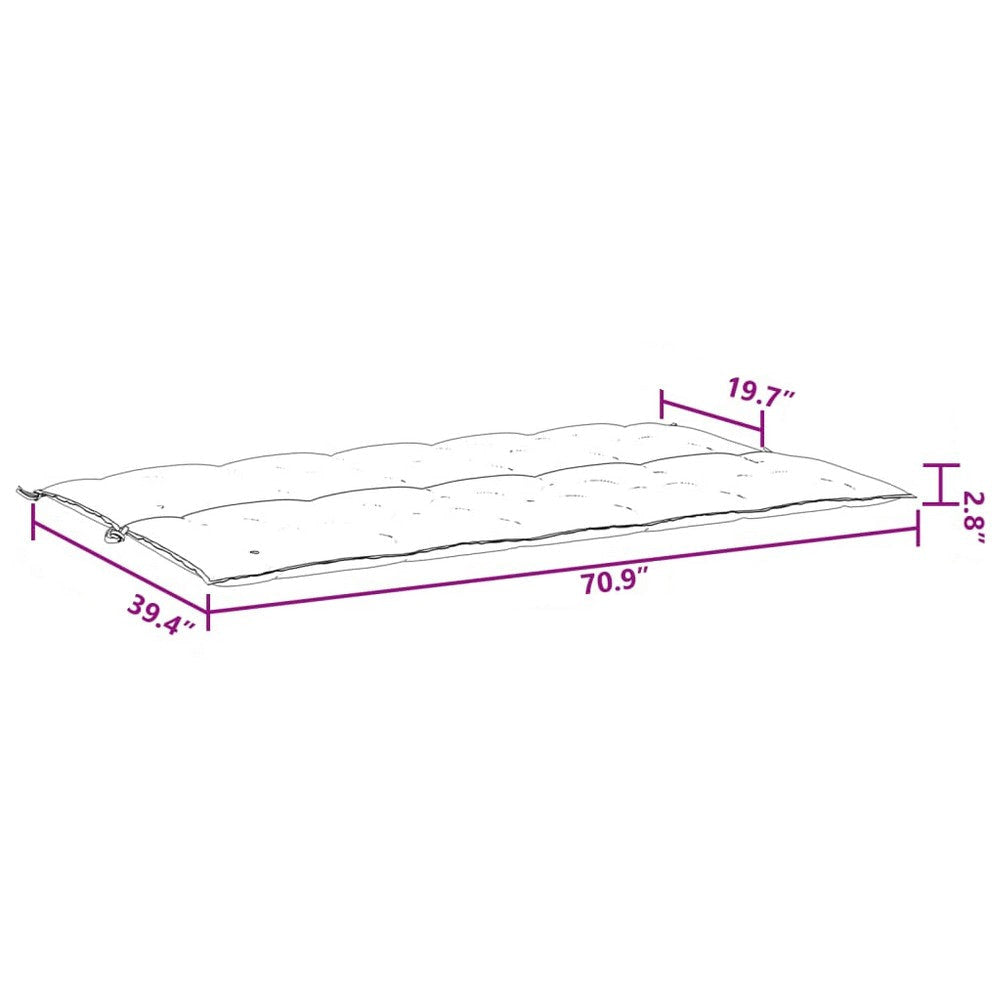 Claire Outdoor Cushion for Bench 71 Inch Black Tufted Oxford Fabric BM325918