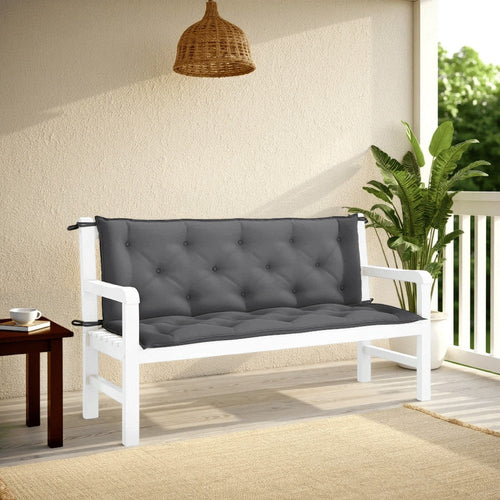 Claire Outdoor Cushion for Bench, 59 Inch, Dark Gray Tufted Oxford