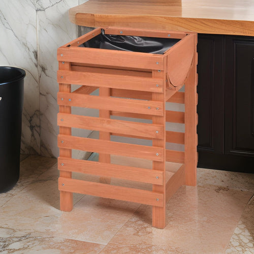 Outdoor Planter with Standing Slatted Design, Natural Brown Fir Wood