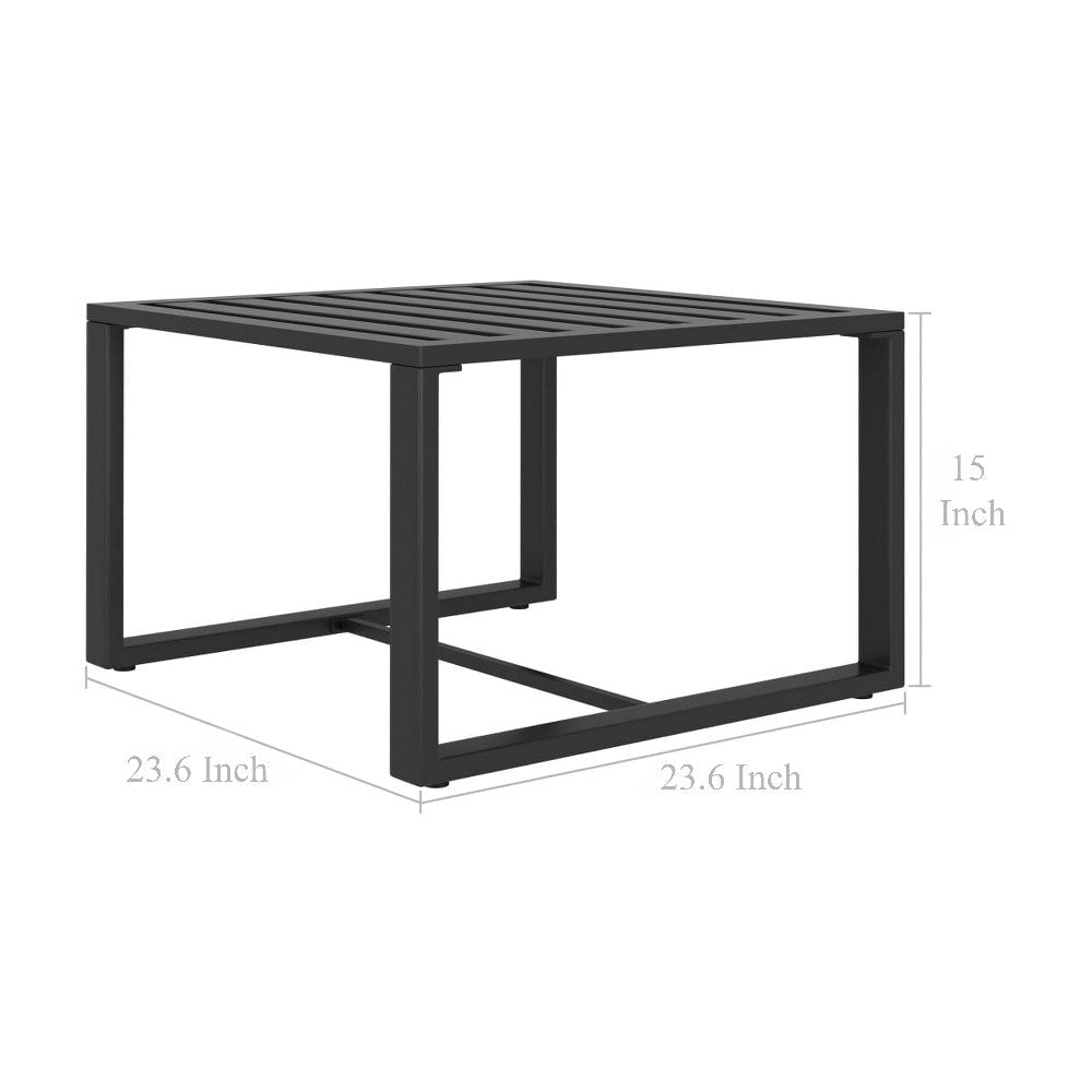 Outdoor Coffee Table with 24 Inch Slatted Top Dark Gray Aluminum BM325948
