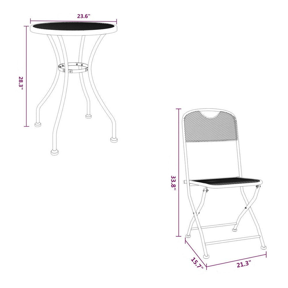 Yoko 5pc Outdoor Breakfast Dining Bistro Set Gray Folding Metal BM325952