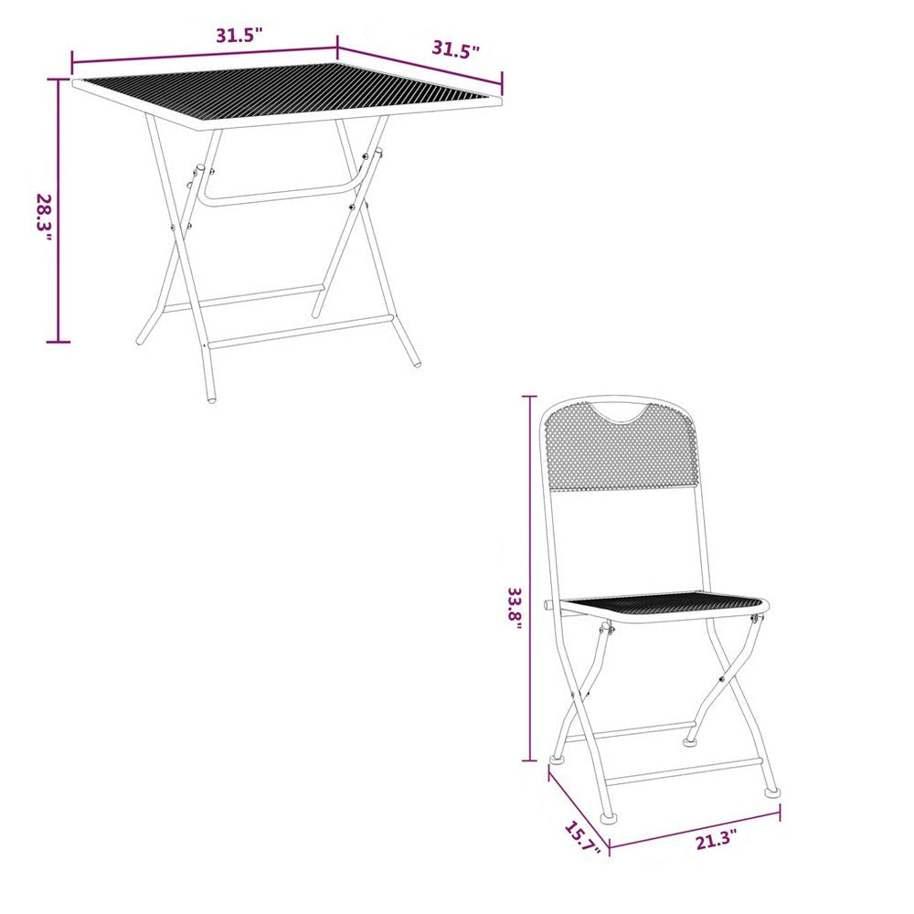 Yoko 5pc Outdoor Dining Breakfast Set Dark Gray Folding Metal Frame BM325959