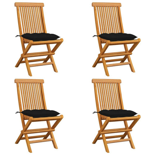 Outdoor Dining Chair Set of 4, Foldable Slatted Solid Teak Wood, Brown