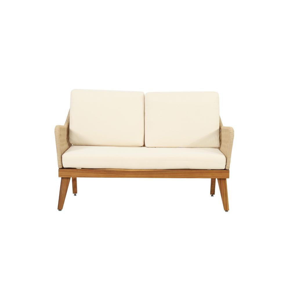 Oud 4pc Outdoor Sofa Set Woven Rope Design Natural Brown Acacia Wood BM325975