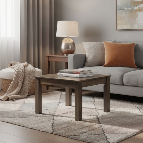 Elin Side End Table, 20" Slatted Square Top, Taupe Brown Acacia Wood