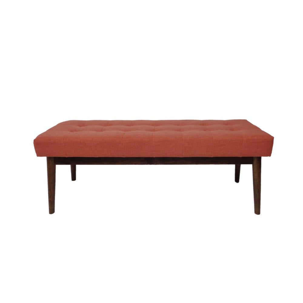 Lam Accent Ottoman Bench 44’’ Button Tufted Design Coral Orange BM325992