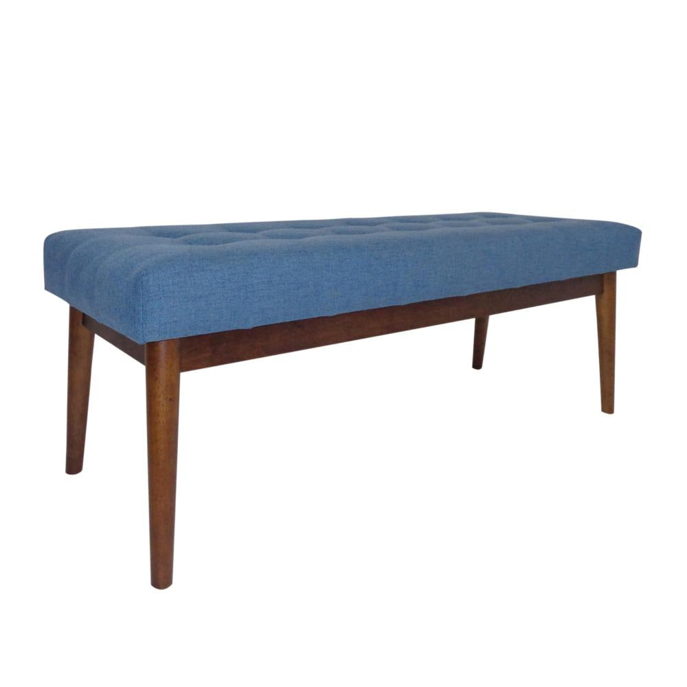 Lam Accent Ottoman Bench 44’’ Button Tufted Design Blue Cushion Seat BM326004