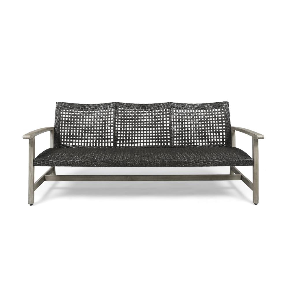 Bops Outdoor Sofa Gray PE Woven Weaving Coastal Acacia Wood Frame BM326006
