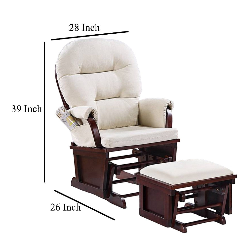 Noni Manual Glider Chair with Ottoman Dark Brown Beige BM326060