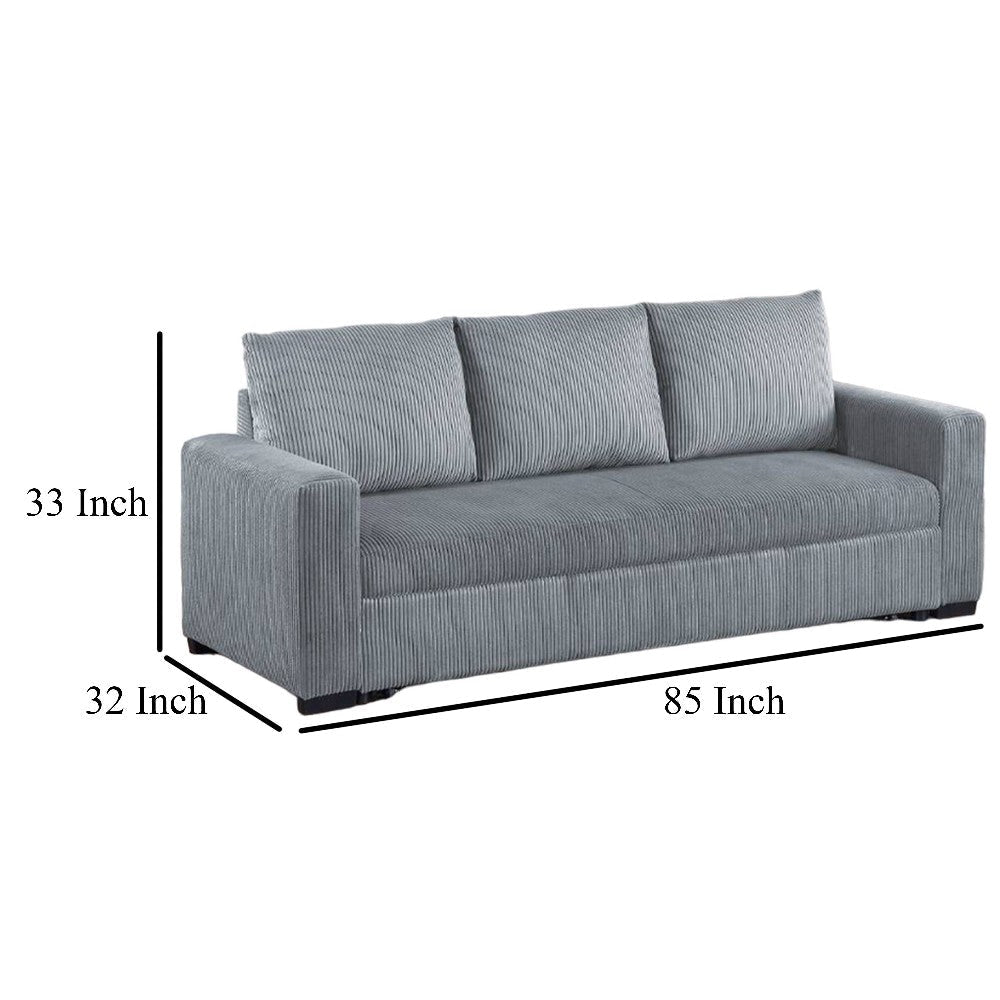 Billy Convertible Sofa Bed Low Profile Legs Gray Corduroy 85’’ BM326084