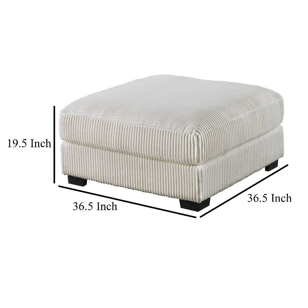 Joana Cocktail Ottoman Light Gray Wide Welt Corduroy Fabric 37’’ BM326090