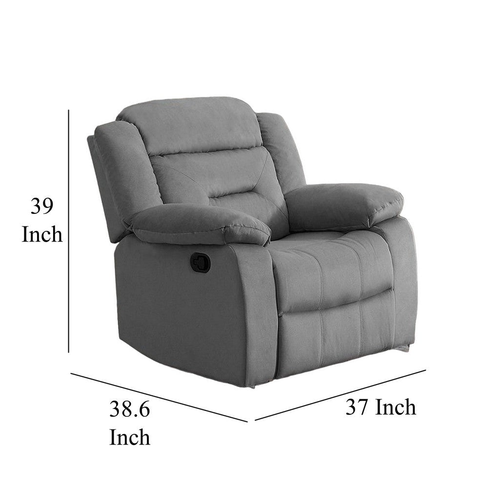 Niko Manual Recliner Chair Soft Tufted Light Gray Velvet Solid Wood BM326106