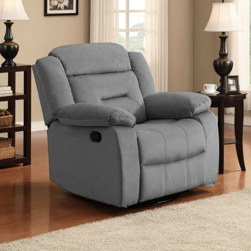Niko Manual Recliner Chair, Soft Tufted Light Gray Velvet, Solid Wood
