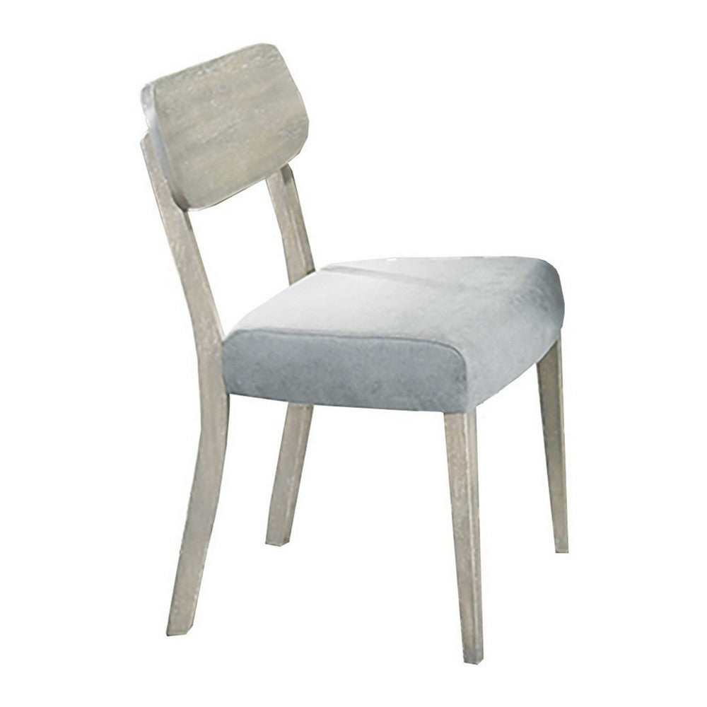 Romy Dining Chairs, Set of 2, Open Back, Natural Wood Grain, Gray Fabric