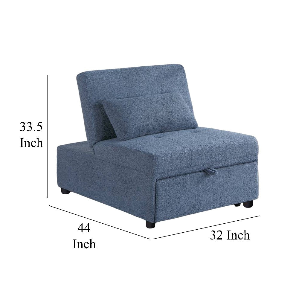 Jiya Convertible Sofa Chair to Single Bed Soft Blue Fabric 76’’ BM326176