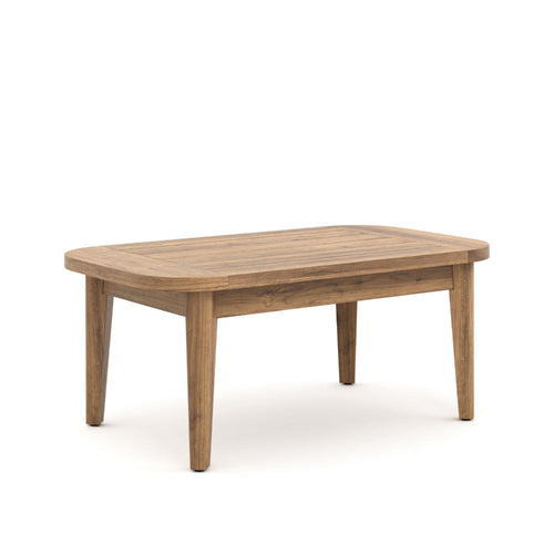 Nea Outdoor Coffee Table, 38 Inch Rectangular Natural Brown Wood Top
