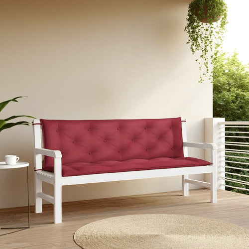 Claire 2pc Outdoor Cushion for Bench, Tufted Wine Red Oxford Fabric