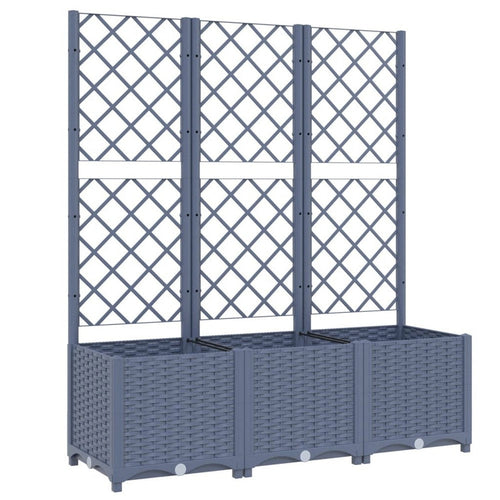 Outdoor Garden Flower Bed Planter with Trellis | 54" Modern Dark Gray