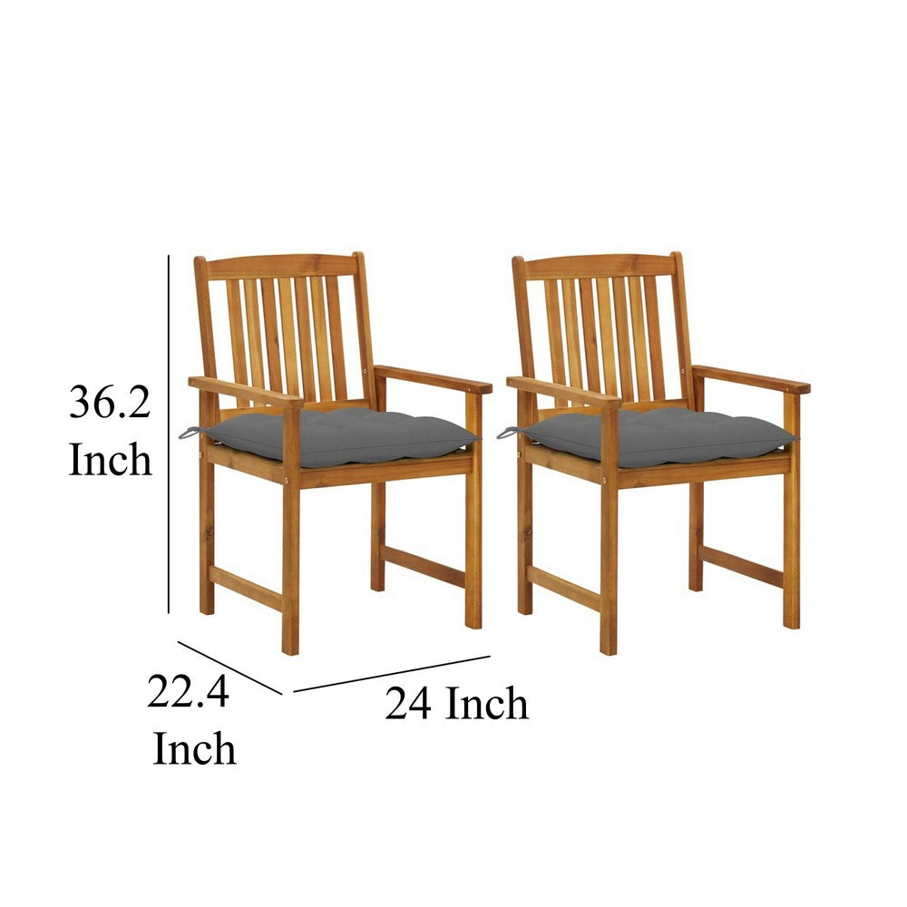 Blaire Outdoor Accent Set of 2 | Gray Fabric | Brown Acacia Wood