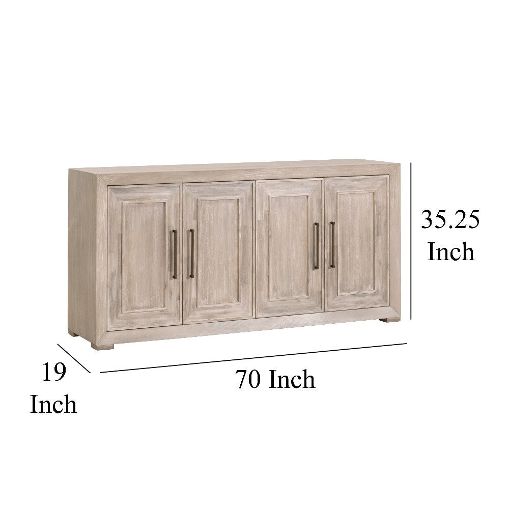 Sideboard Buffet Cabinet 4 Doors Oak Gray Solid Acacia Wood 70x19x32 BM326485