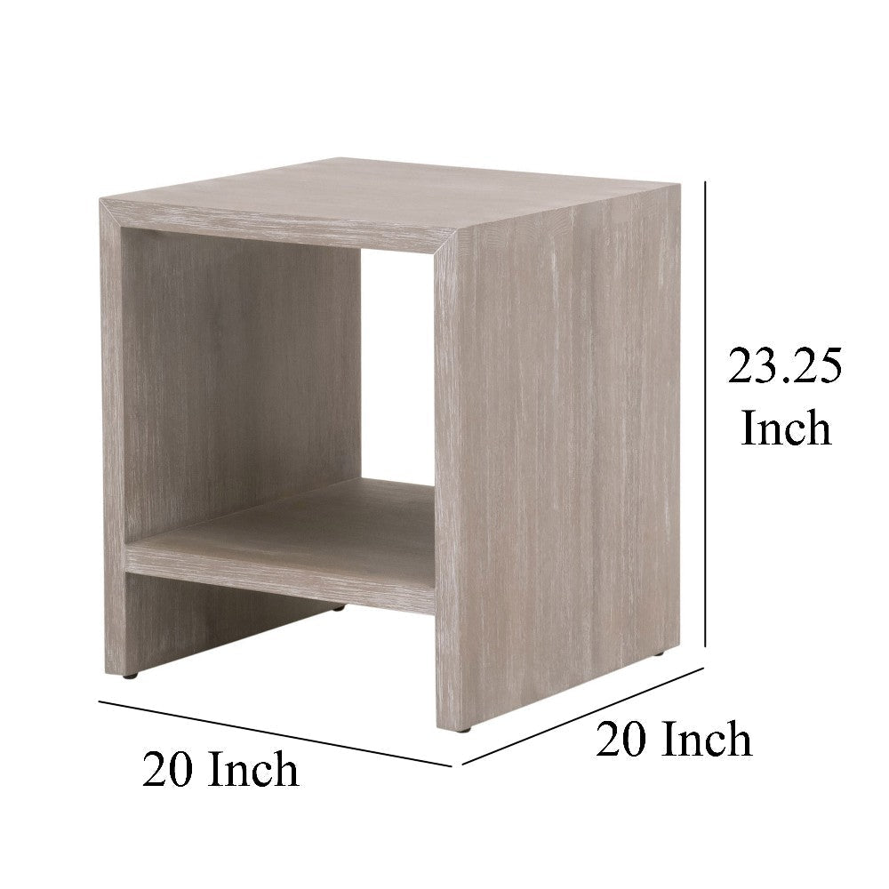 Gia Side End Table Gray Solid Acacia Wood 1 Shelf Square 20’’ Top BM326487