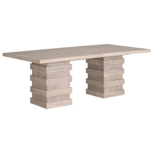 Dining Table, Gray Acacia Wood, Extendable 84-120" Rectangular Top