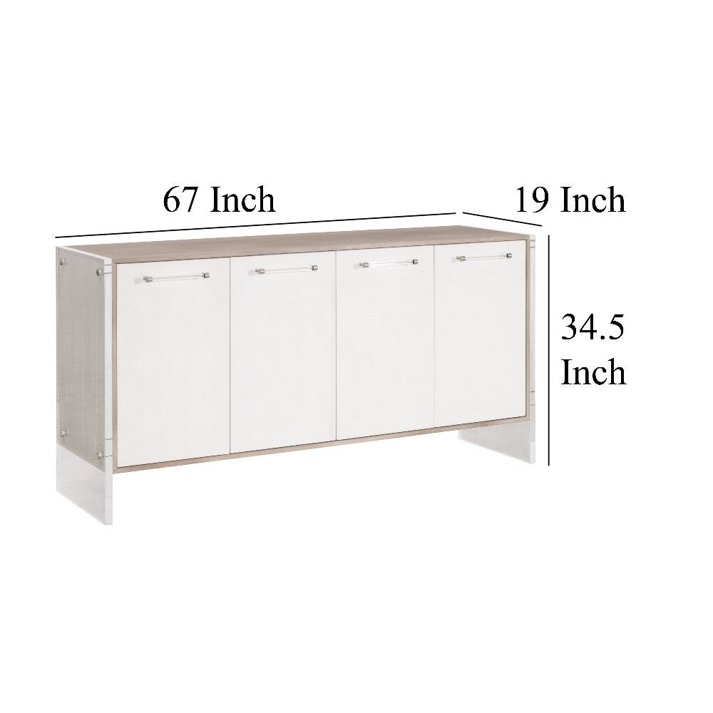 Sofi Media Sideboard Cabinet White Shagreen Gray Acacia Wood 67x19 BM326492