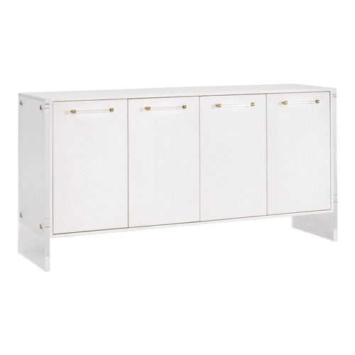 Sofi Media Sideboard Cabinet, White Shagreen, Acacia Wood, 67x19