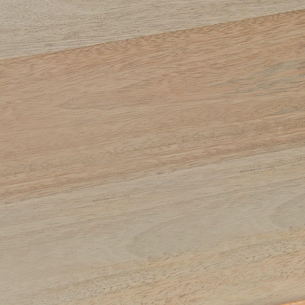 Geti 29 Inch Bedside Nightstand Table, 2 Drawer, Open Shelf, Handcrafted Natural Oak White Mango Wood