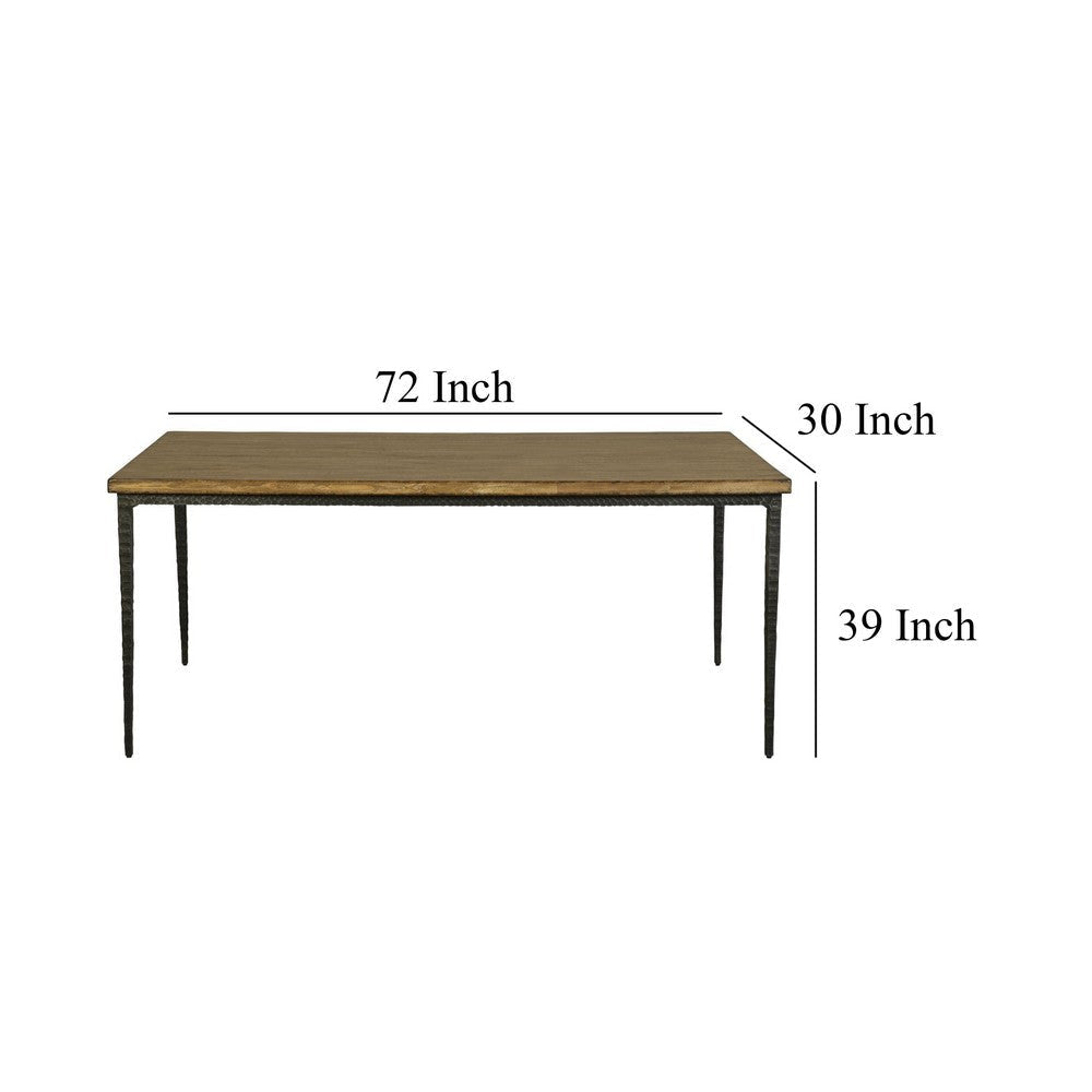 Lemy Dining Table 72’’ Rectangular Brown Top Black Metal Accent Legs BM326524