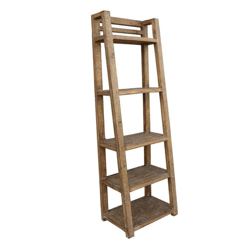 Bookcase, 5 Tier Shelves, Rustic Natural Brown Wood, Ladder Style, 72"