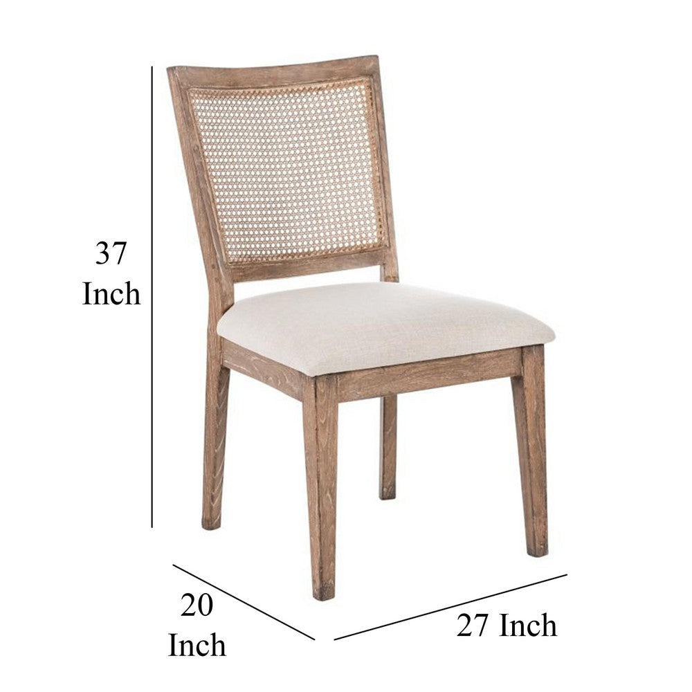 Mary Dining Side Chair Set of 2 White Classic Natural Elm Wood BM326562
