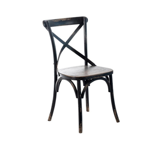 Puri Dining Side Chair Set of 2 | X Shaped Backrest | Reclaimed Black