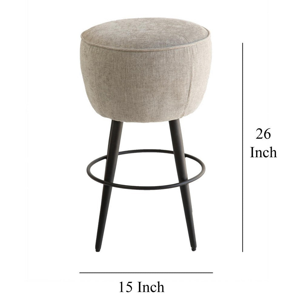 Curi Counter Stool Plush Light Gray Cushioned Seat Black Metal Legs BM326646